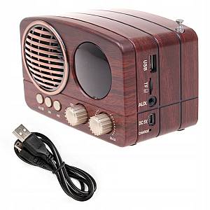 CMiK MK-616BT Retro Επιτραπέζιο Ραδιόφωνο Επαναφορτιζόμενο με Bluetooth και USB Καφέ
