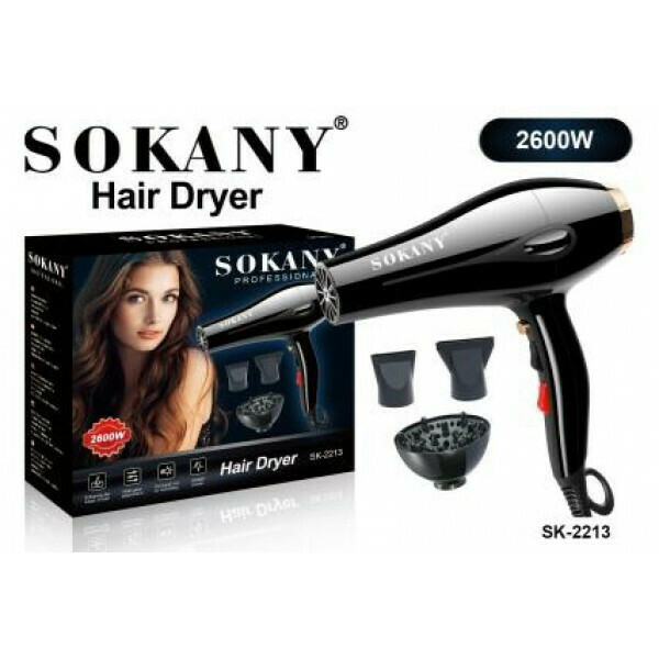 Sokany Πιστολάκι Μαλλιών με Φυσούνα 2600W SK-2213 Μαύρο ΣΕΣΟΥΑΡ